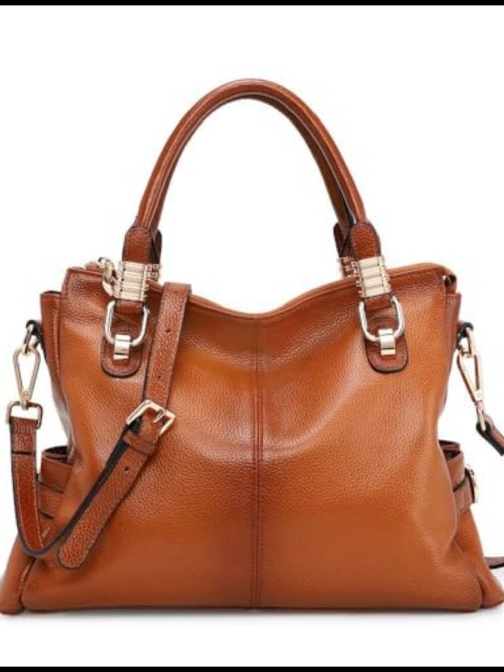 Kattee Top Grain Pebbled Cowhide Leather Satchel Tote Shoulder Bag